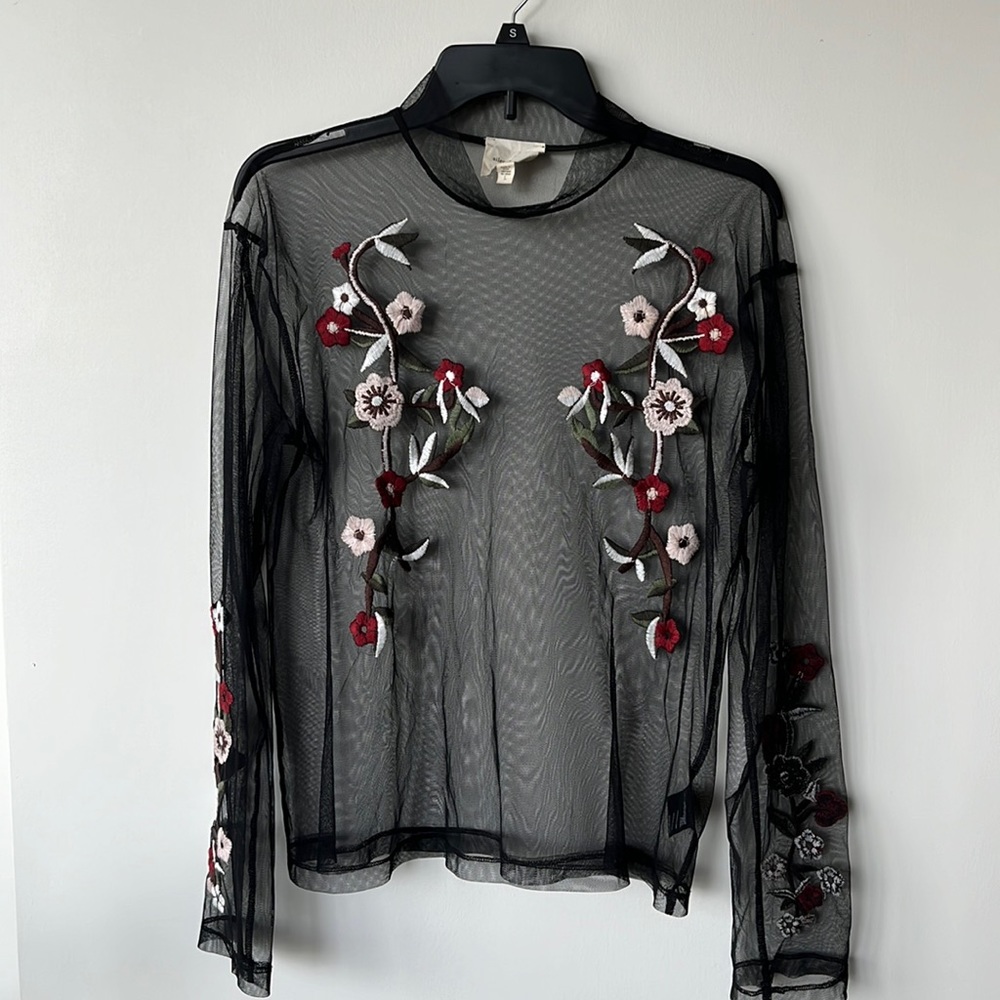 Mesh floral long sleeve